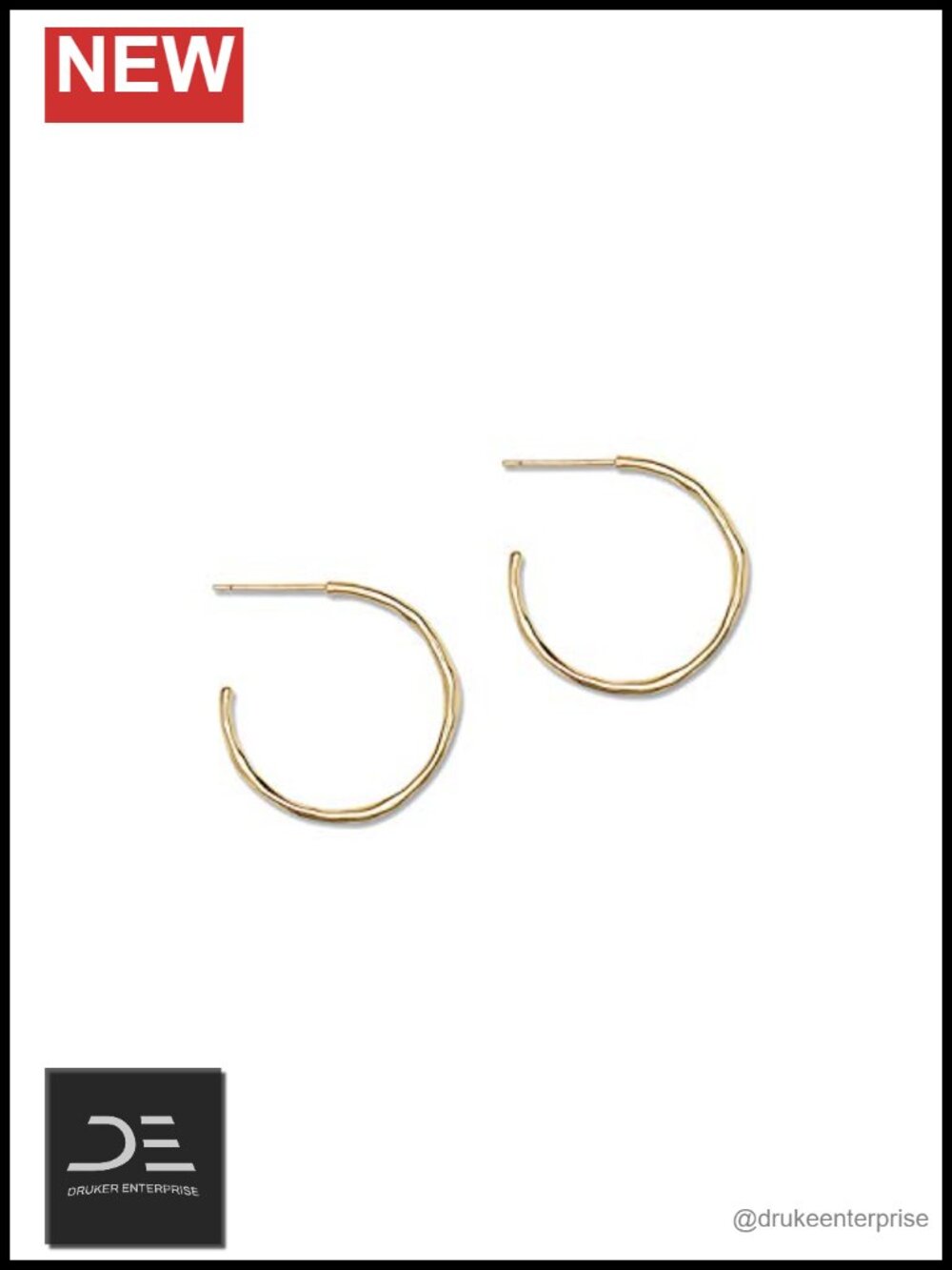 18k Gold Plated Small Hoop Earrings Hammered Texture